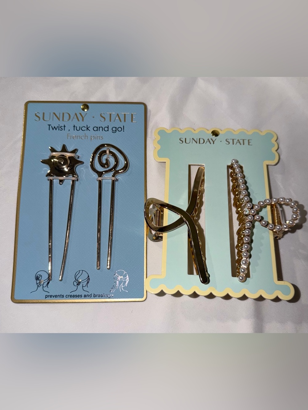 Sunday State Gold and Pearl Hair Clip Set